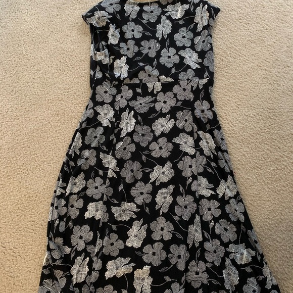 Chaps Black Floral Empire Faux Wrap Dress - Picture 3 of 6